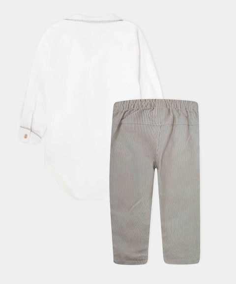 Set Ocasión Especial Body Y Pantalón Para Recién Nacido Color Blanco