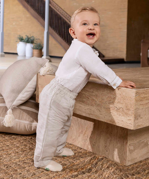 Set Ocasión Especial Body Y Pantalón Para Recién Nacido Color Blanco