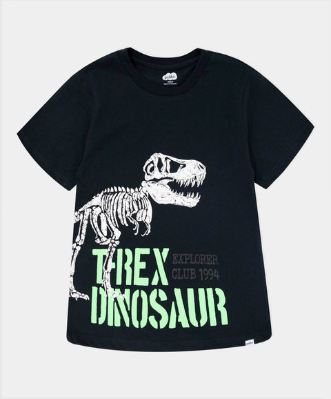 Camiseta Manga Corta Para Niño En Tela Suave Color Negro