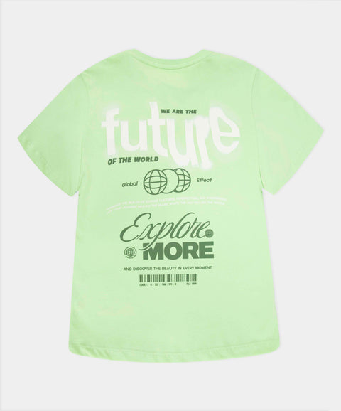 Camiseta Manga Corta Para Niño En Tela Suave Color Verde Claro