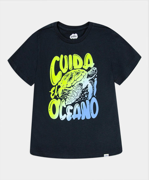 Camiseta Manga Corta Para Bebe Niño En Tela Suave Color Negro