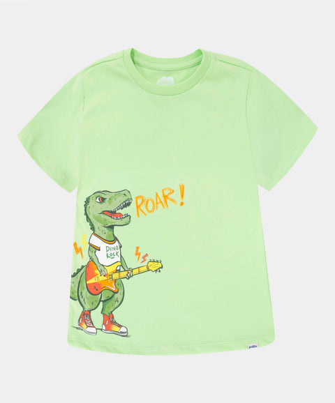 Camiseta Manga Corta Para Bebe Niño En Tela Suave Color Verde Claro