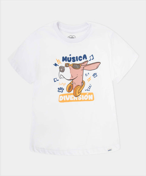 Camiseta Manga Corta Para Bebe Niño En Tela Suave Color Blanco