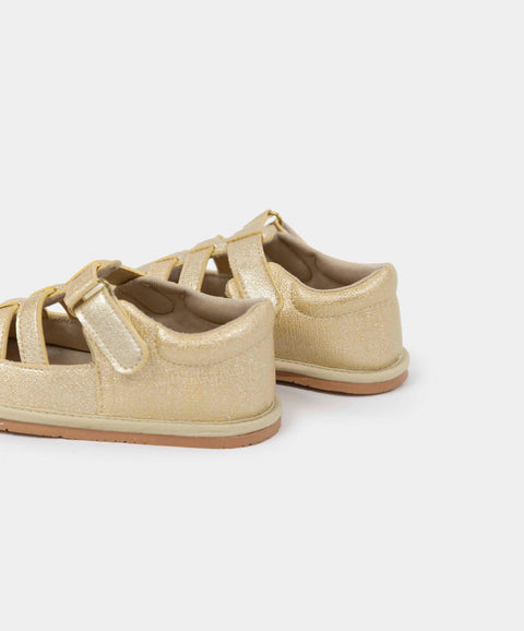 Sandalias Para Recién Nacida En Material Sintético Color Dorado