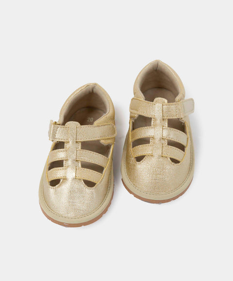 Sandalias Para Recién Nacida En Material Sintético Color Dorado