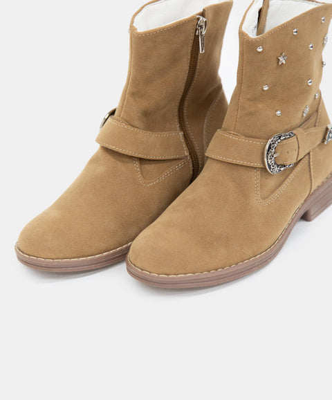 Botas Para Niña En Material Sintético Color Arena