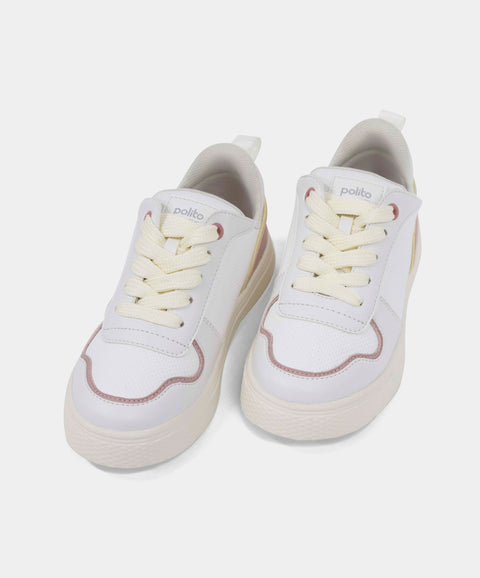 Tenis Para Niña En Material Sintético Color Marfil
