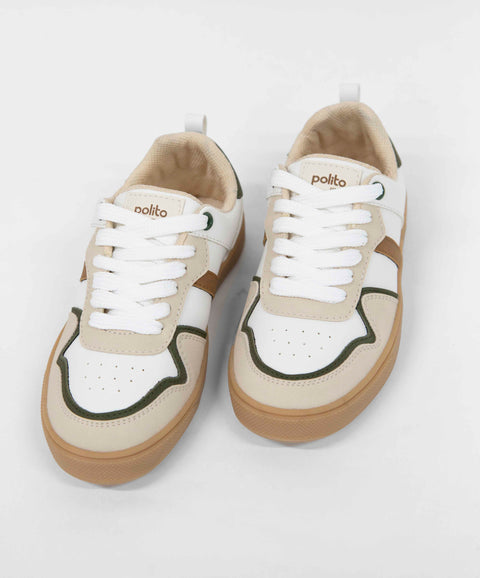 Tenis Para Niño En Material Sintético Color Marfil