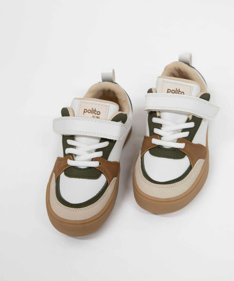Tenis Con Velcro Para Bebe Niño En Material Sintético Color Marfil