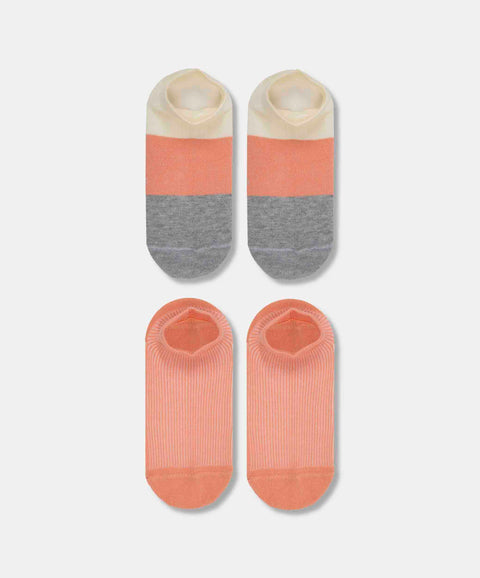 Medias Tobilleras X2 Para Niña En Algodón Color Mandarina