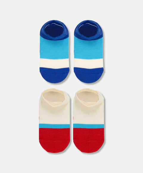 Medias Tobilleras X 2 Para Bebé Niño En Algodón Color Marfil Y Azul