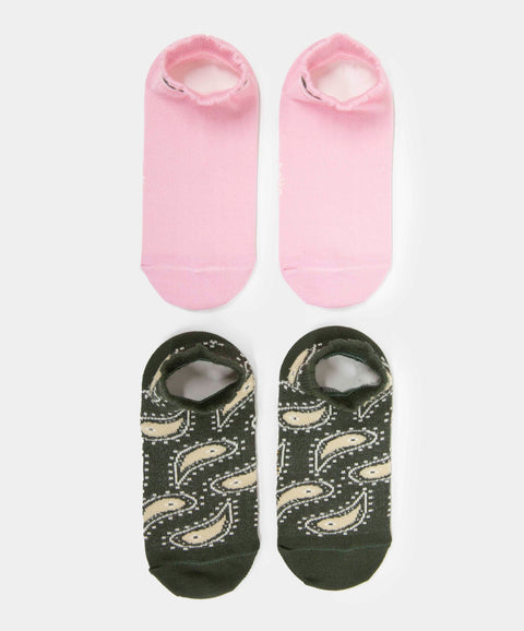 Medias Tobilleras X2 Para Niña En Algodón Color Rosado Y Verde