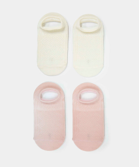 Medias Tobilleras X2 Para Bebé Niña En Algodón Color Marfil