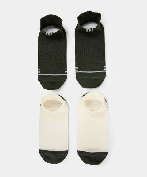 Medias Tobillera X2 Para Niño En Algodón Color Verde Militar
