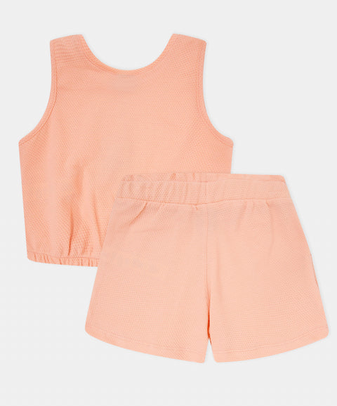 Conjunto Camiseta Manga Sisa Y Short Para Niña Color Salmón Claro