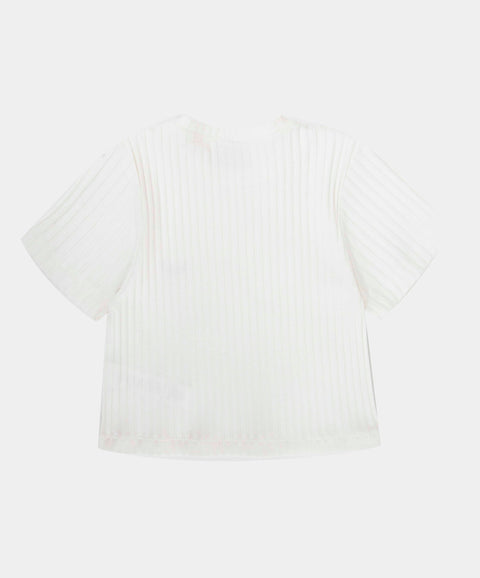 Camiseta Manga Corta Para Niña En Rib Color Blanco