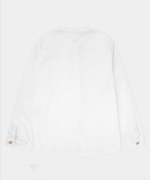 Camisa Manga Larga Para Niño En Tela Suave Color Blanco
