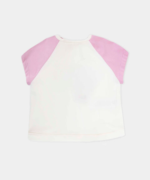 Camiseta Manga Corta Para Bebe Niña En Licra Color Marfil