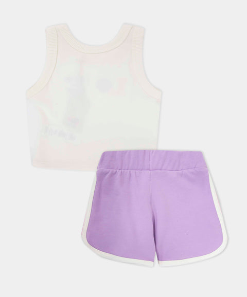 Conjunto Deportivo Camiseta Y Short Para Bebé Niña Color Lila
