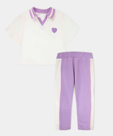 Conjunto Deportivo Camiseta Y Pantalón Para Bebé Niña Color Lila