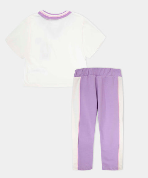 Conjunto Deportivo Camiseta Y Pantalón Para Bebé Niña Color Lila