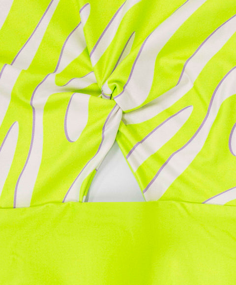 Vestido De Baño Entero Para Niña En Licra Color Verde Neón