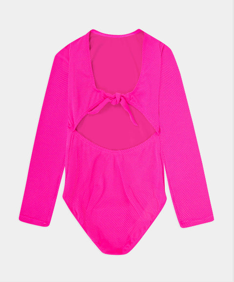 Vestido De Baño Entero Para Niña En Licra Color Fucsia
