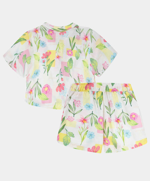 Conjunto De Playa Camisa Y Short Para Niña Color Marfil