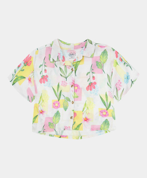 Conjunto De Playa Camisa Y Short Para Niña Color Marfil