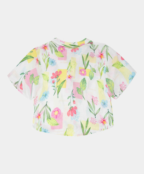 Conjunto De Playa Camisa Y Short Para Niña Color Marfil