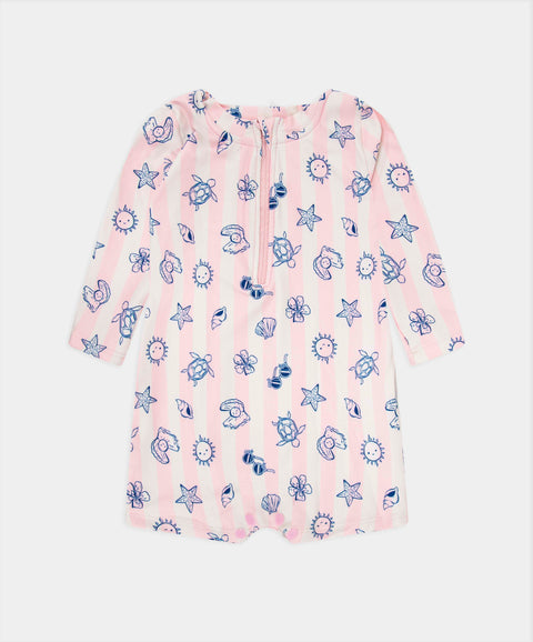 Vestido De Baño Enterizo Para Recién Nacida En Licra Color Rosado Claro