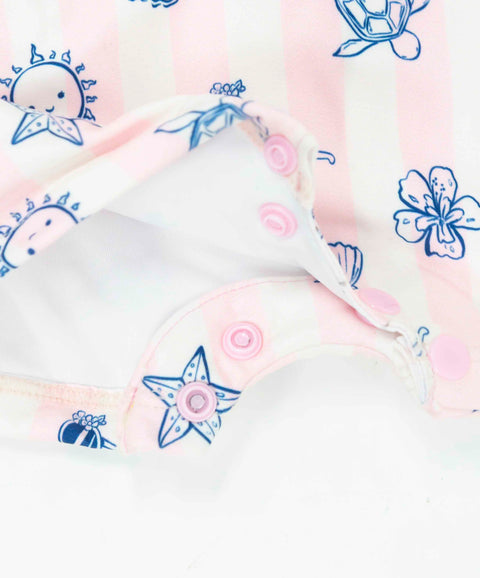 Vestido De Baño Enterizo Para Recién Nacida En Licra Color Rosado Claro