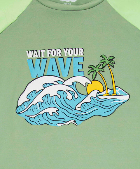 Camiseta De Playa Manga Larga Para Niño En Licra Color Verde