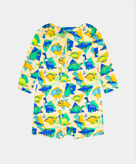 Enterizo Estampado De Playa Para Recién Nacido Color Amarillo