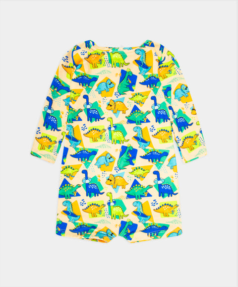 Enterizo Estampado De Playa Para Recién Nacido Color Amarillo