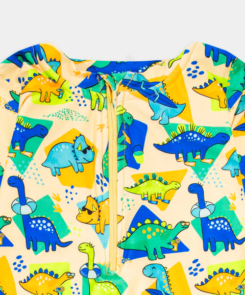 Enterizo Estampado De Playa Para Recién Nacido Color Amarillo