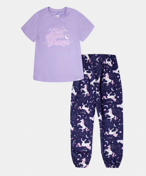 Pijama Camiseta Manga Corta y Pantalón Para Niña