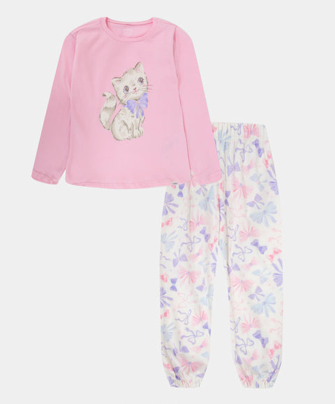 Pijama Camiseta Manga Larga y Pantalón Para Bebé Niña