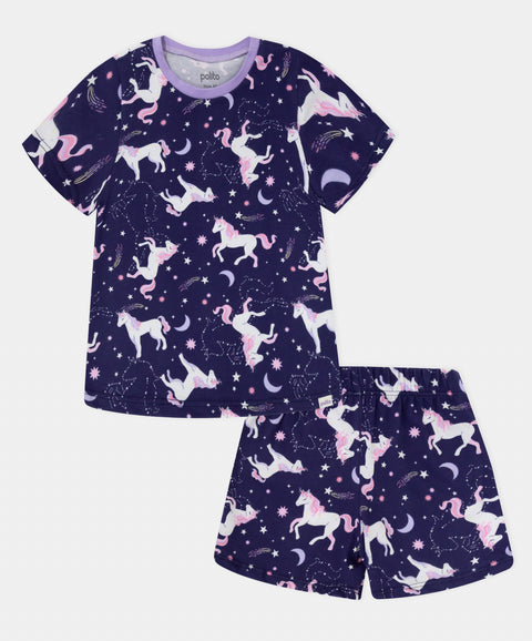 Pijama Camiseta Manga Corta y Short Para Bebé Niña