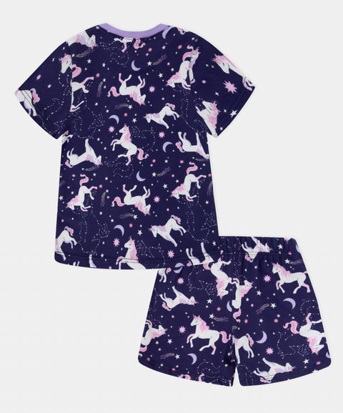 Pijama Camiseta Manga Corta y Short Para Bebé Niña