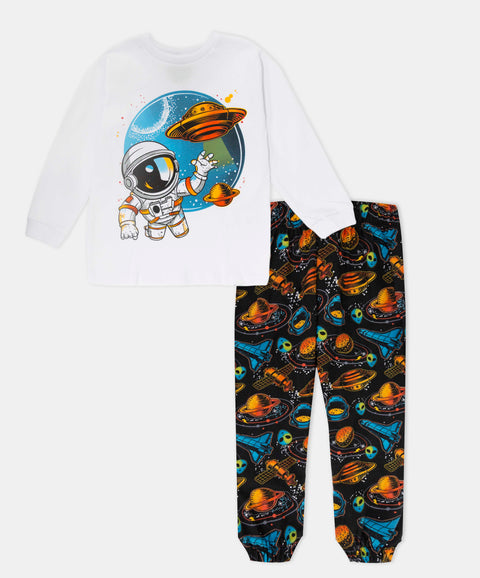 Pijama Manga Larga Y Pantalón Para Niño En Tela Suave Color Blanco