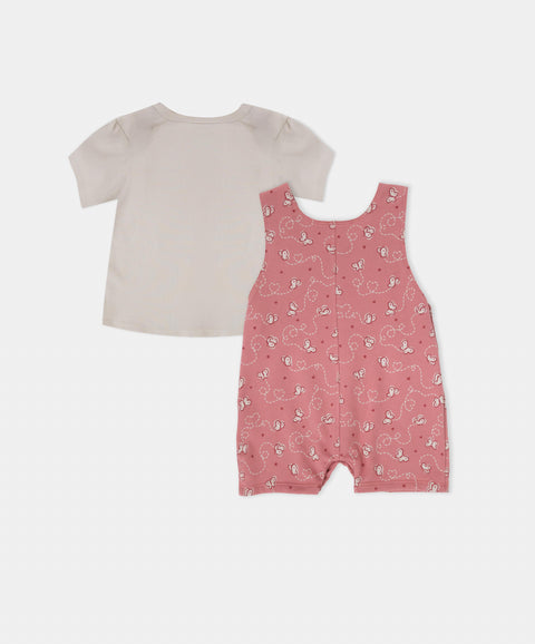 Conjunto Overol y Camiseta Manga Corta Para Recién Nacida