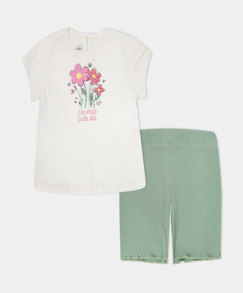 Conjunto Leggins Corto y Camiseta Para Bebé Niña