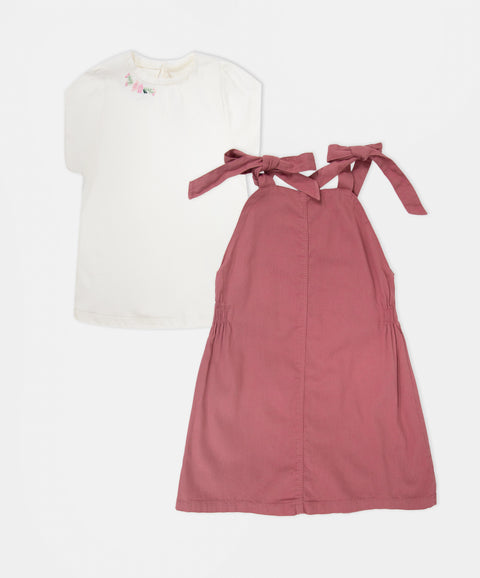 Conjunto Vestido y Camiseta Manga Larga Para Bebé Niña