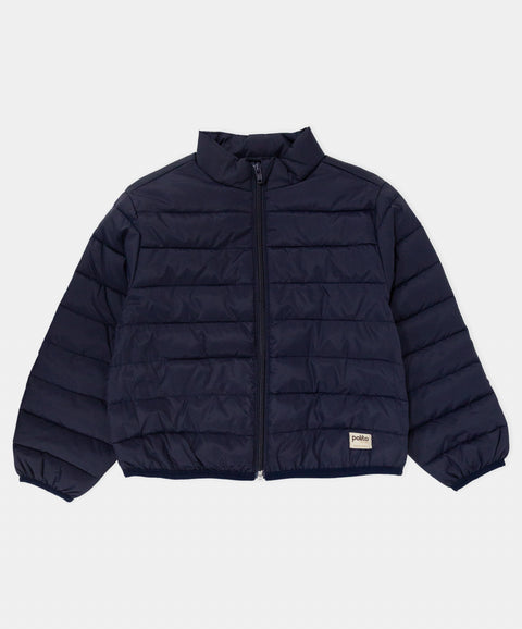 Chaqueta Acolchada Unisex Color Marfil Y Azul Oscuro