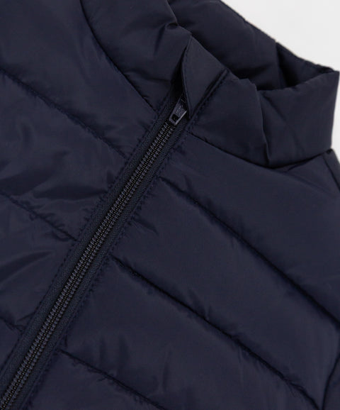 Chaqueta Acolchada Unisex Color Marfil Y Azul Oscuro