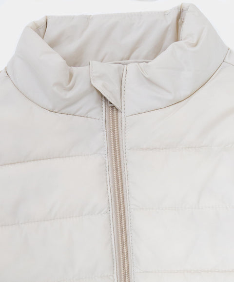 Chaqueta Acolchada Unisex Color Marfil Y Azul Oscuro