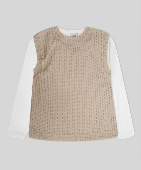 Conjunto Chaleco y Camiseta Manga Larga Para Niña