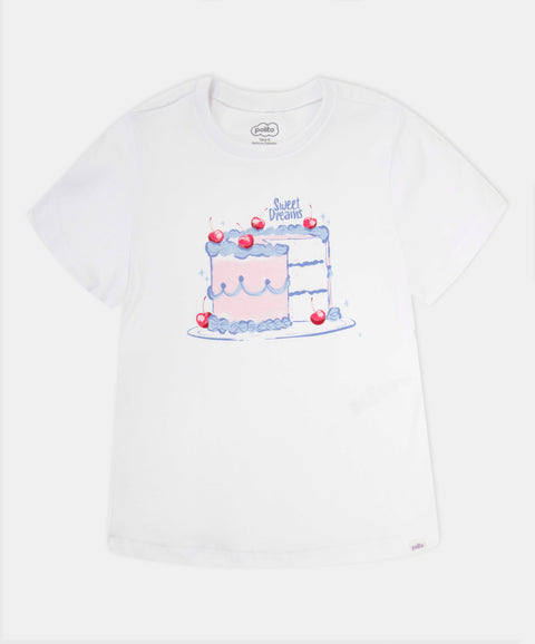 Pijama Manga Corta Y Short Estampado Para Niña Color Blanco Y Azul Claro