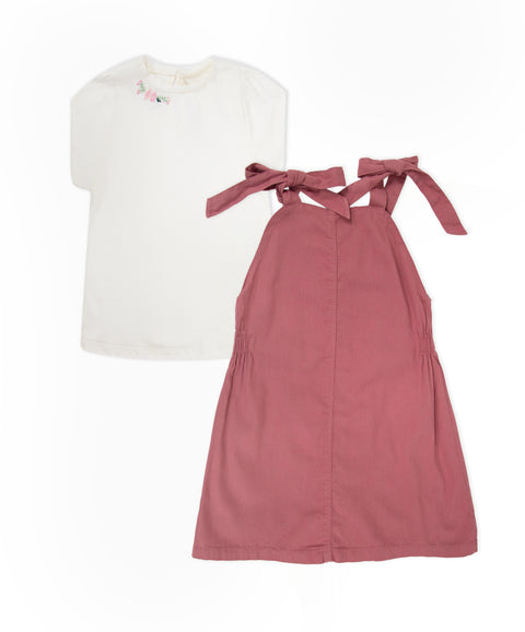 Conjunto Vestido y Camiseta Manga Corta Para Bebé Niña